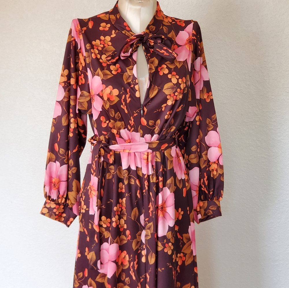 Vintage Bed Coat Robe w zip & waist tie - Picture 2 of 15